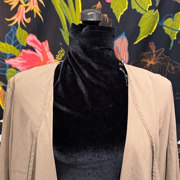 Forever21 Chiffon Drape Cardigan Jacket with Pockets, Taupe Beige, Large - Picture 9 of 13